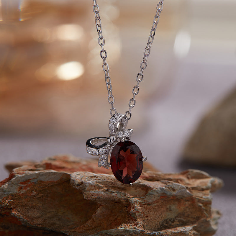 Wholesale light luxury bow S925 sterling silver plated 18K necklace