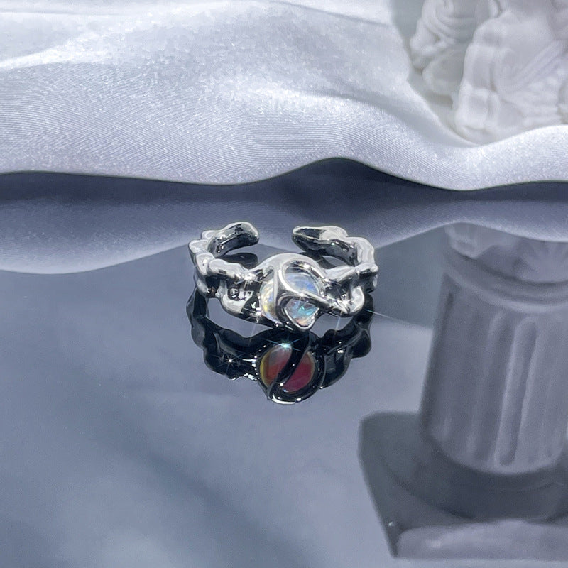 Wholesale Personalized texture Moonstone open ring