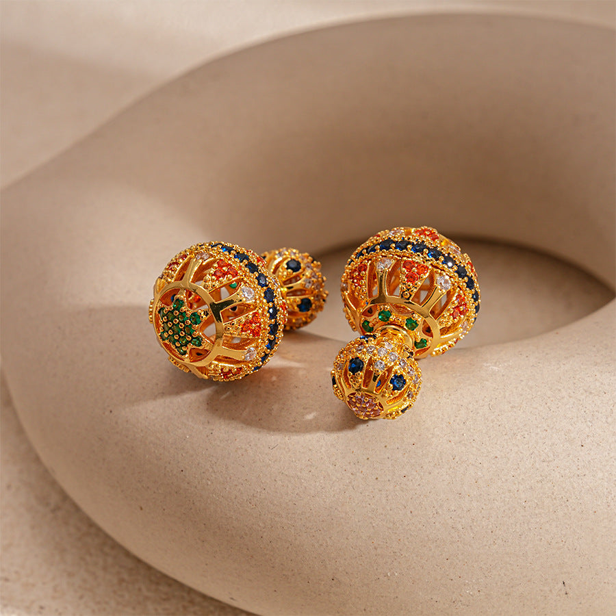 Wholesale Light luxury double-sided hollow front and back ball earrings