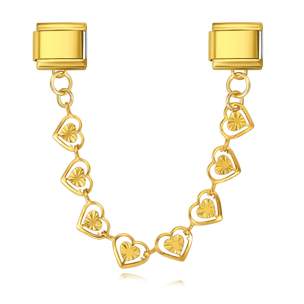 Wholesale Italian Charm Bracelet 9mm DIY Splicing Heart Pendant Stainless Steel Composable Bracelet