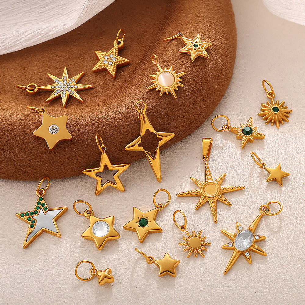 Wholesale Personalized Creative Ins Diamond Star Stainless Steel Pendant