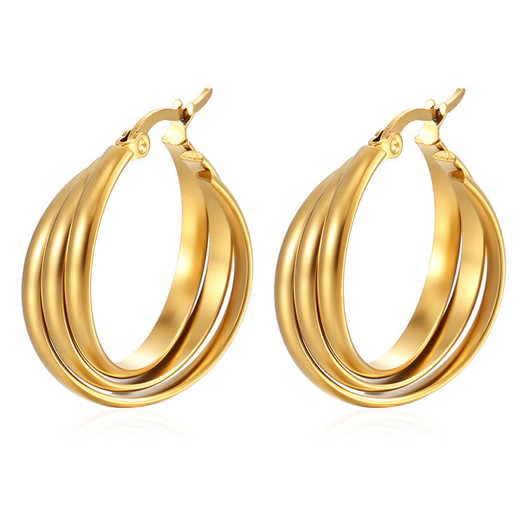 Wholesale titanium steel spiral twisted spherical earrings