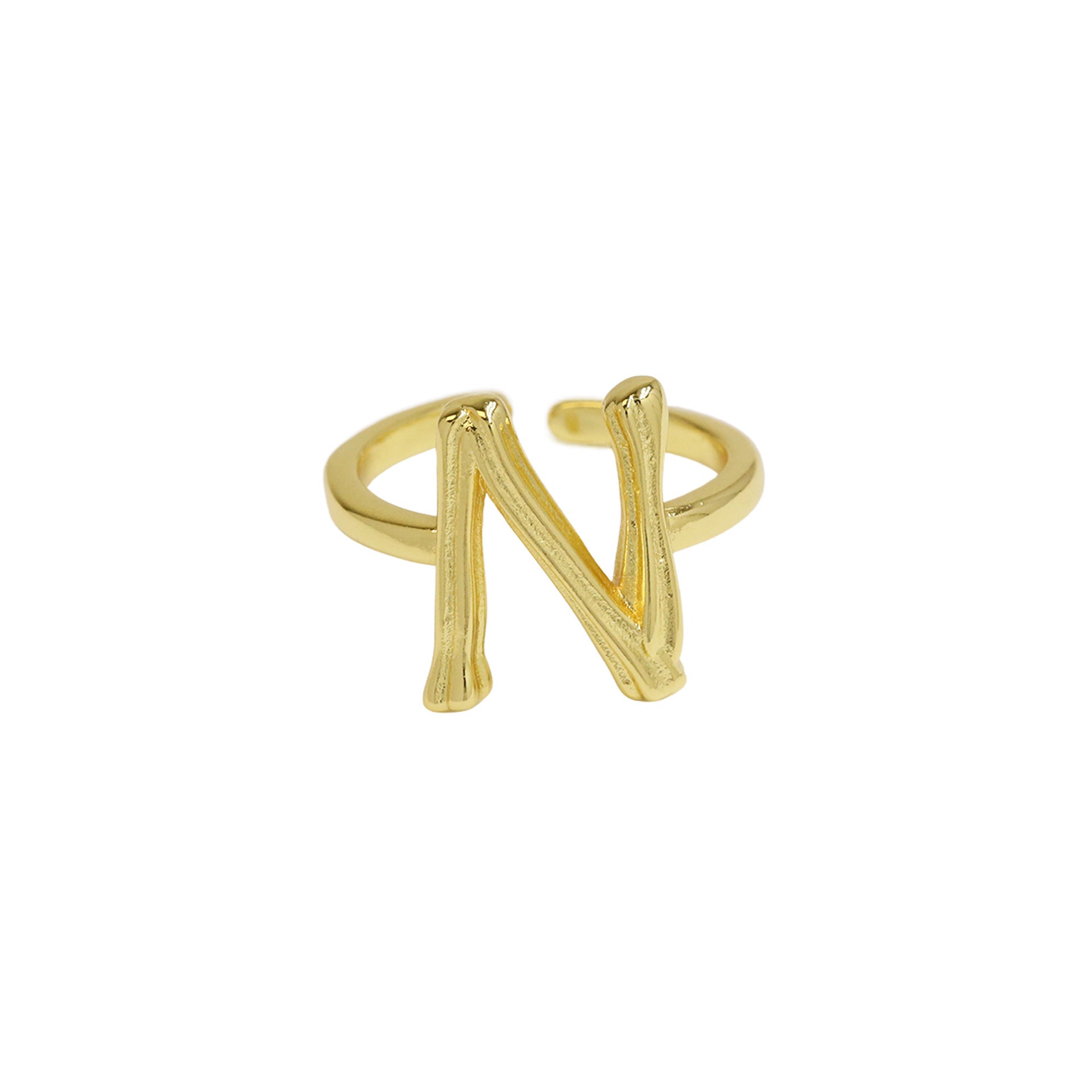 Wholesale  Golden Bamboo Bamboo Simple 26 English Letters Open Ring