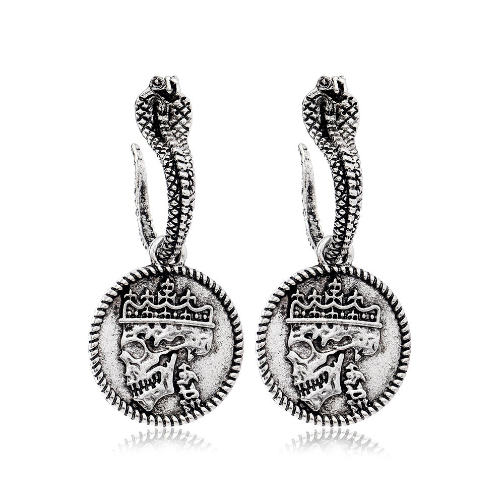 Wholesale Alloy Electroplated Skull Tassel Earrings Gothic Punk  Jewelry Accessory Gift