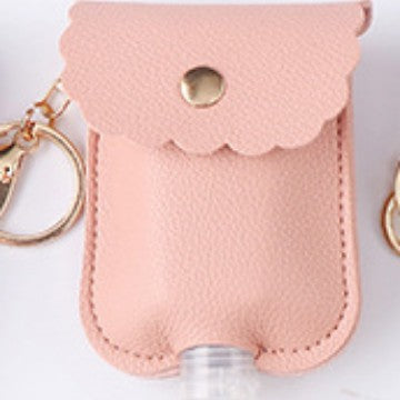 Wholesale PU Leather Keychain Bag Charm Portable Hand Sanitizer Perfume Bottle Case Holder Earthy Yellow Stylish Gift For Wedding