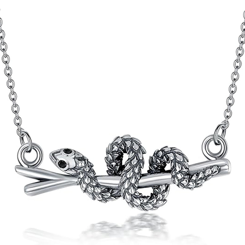 Wholesale  Retro Snake-shaped Winding Diamond Dropping Oil Necklace