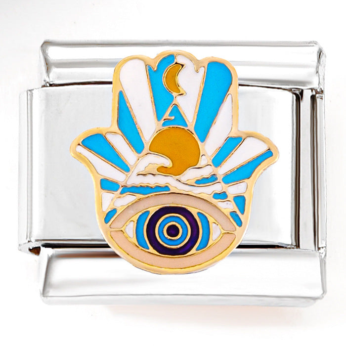 Wholesale Italian Charm Horus Eye Stainless Steel Patchwork Bracelet