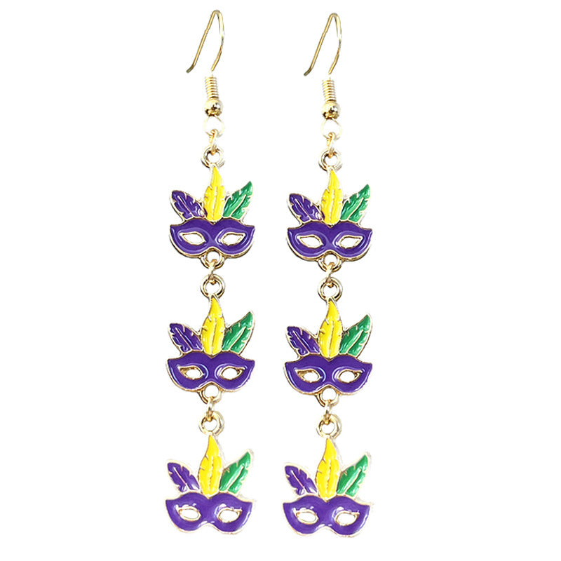 Wholesale 2 Pairs/pack Carnival Metal Stitching Mask Iris Earrings ACC-ES-HY209