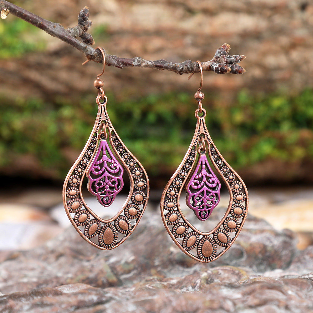 Wholesale Trendy Ethnic Hollow-Out Earrings in Retro Vintage Zinc Alloy,  Jewelry Accessory for Party Wear and Gifting
