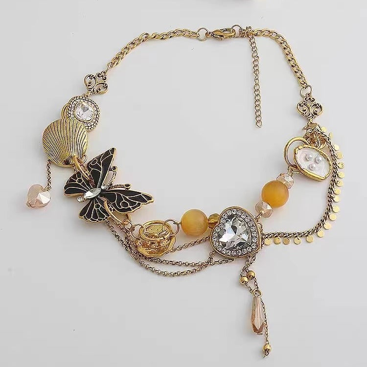 Wholesale Alloy electroplated butterfly necklace