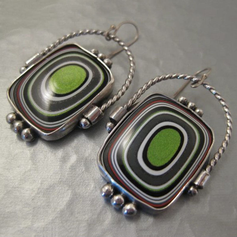 Wholesale geometric long colored glass personality earrings