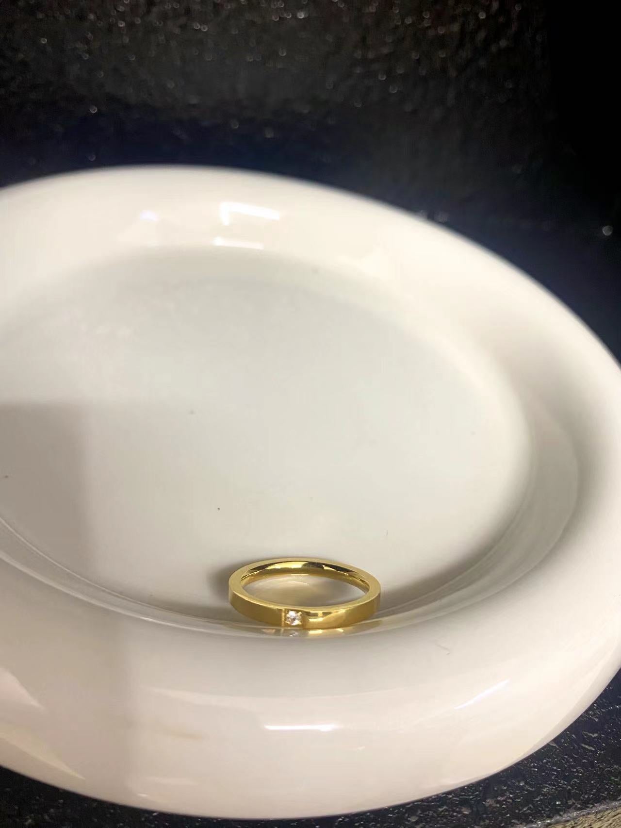 Wholesale titanium steel luxury element white shell inlaid stone  ring