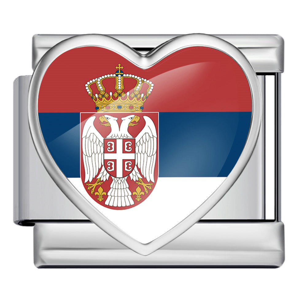 Wholesale Heart-Shaped Flag Pattern Stainless Steel Bracelet Strap Chain Fashion Accessory Gift