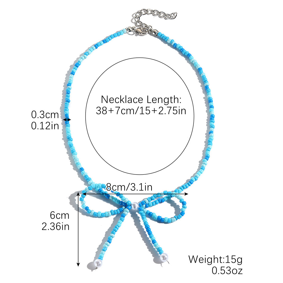 Wholesale  Butterfly Knot Necklace with Rice Beads Versatile Choker Chain