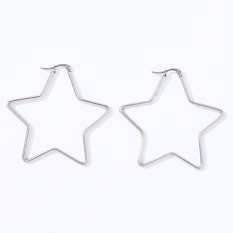 Wholesale  geometric exaggerated stainless steel earrings five-pointed star shaped earrings