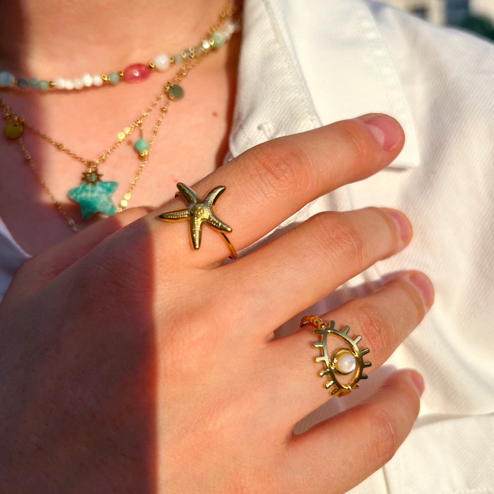 Wholesale  Stainless Steel Jewelry Necklace Set Natural Stone Handmade Chain