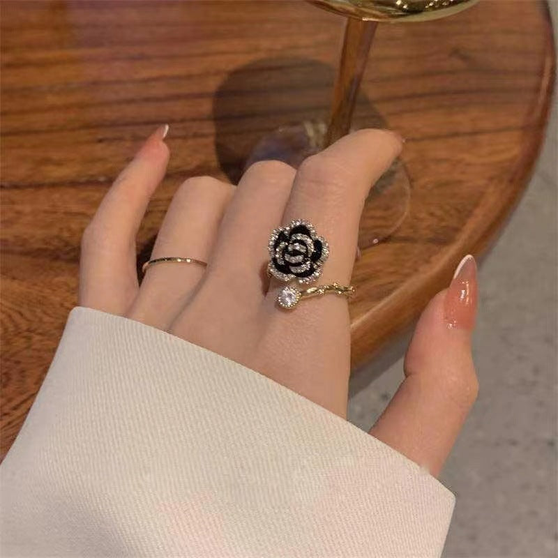 Wholesale alloy camellia flower ring