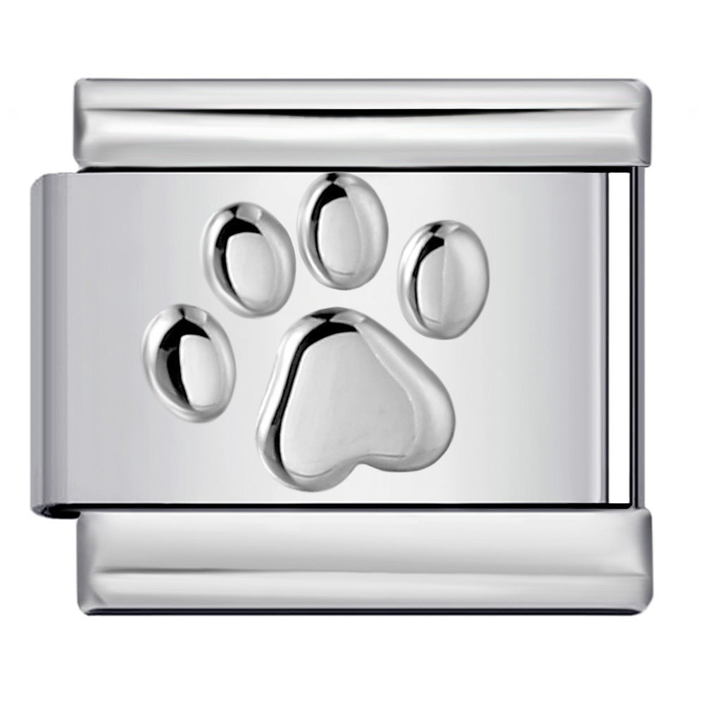 Wholesale  Italian moduleTitanium steel convex silver stamping pattern DIY bracelet