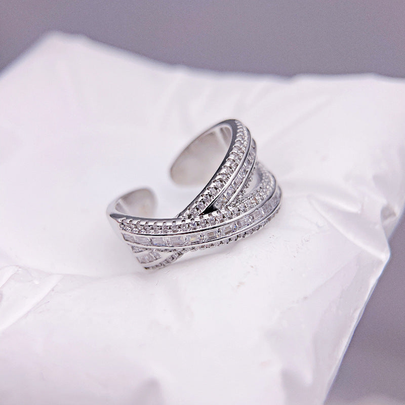 Wholesale Square Diamond Ring Cross Light Luxury Rings ACC-RS-YXY037