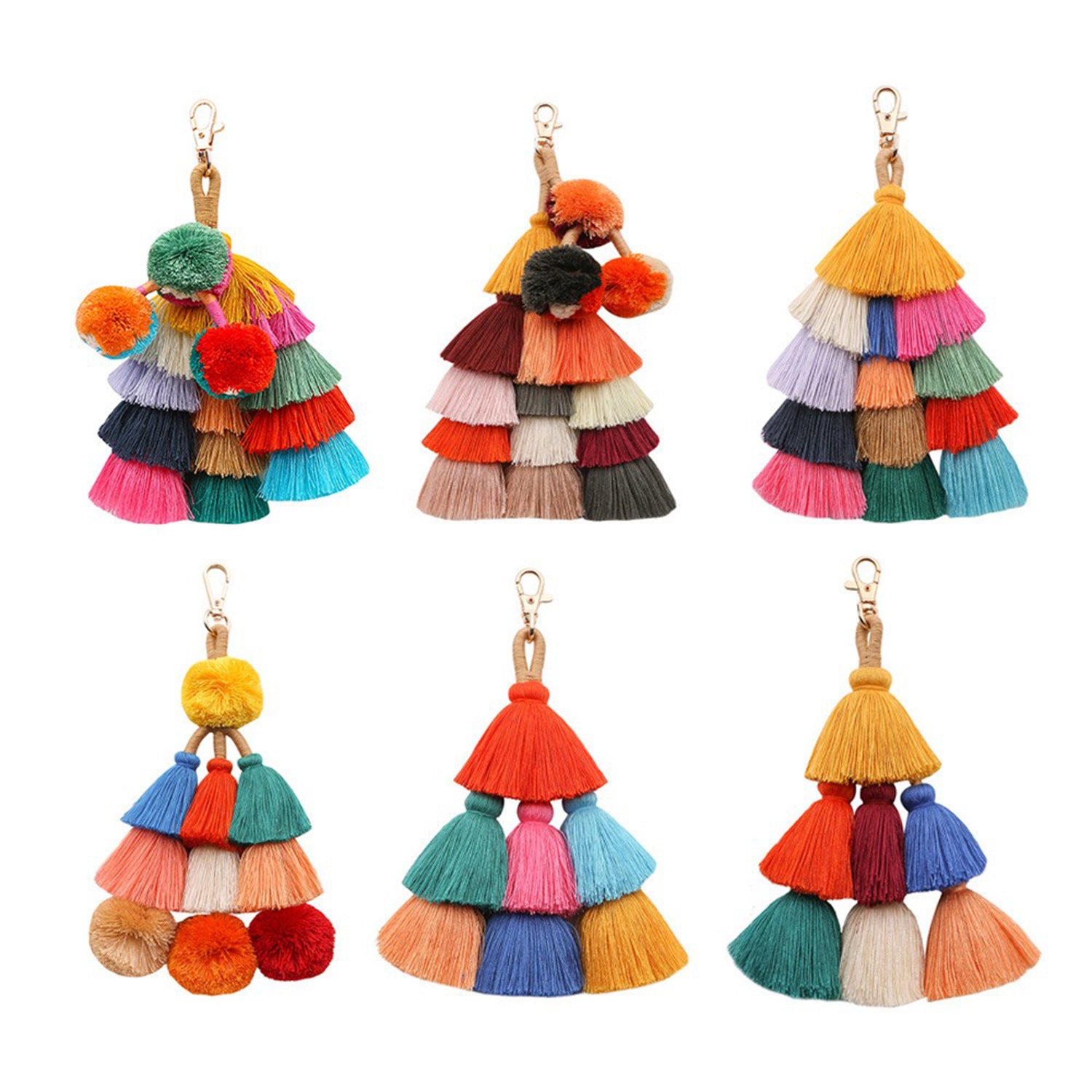 Wholesale Bohemian Tassel Knitted Handwoven Pendant Bag Charm Keychain ACC-KC-JM002