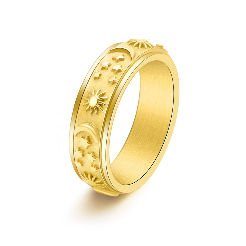 Wholesale 6mm wide Star Moon Sun rotatable ring
