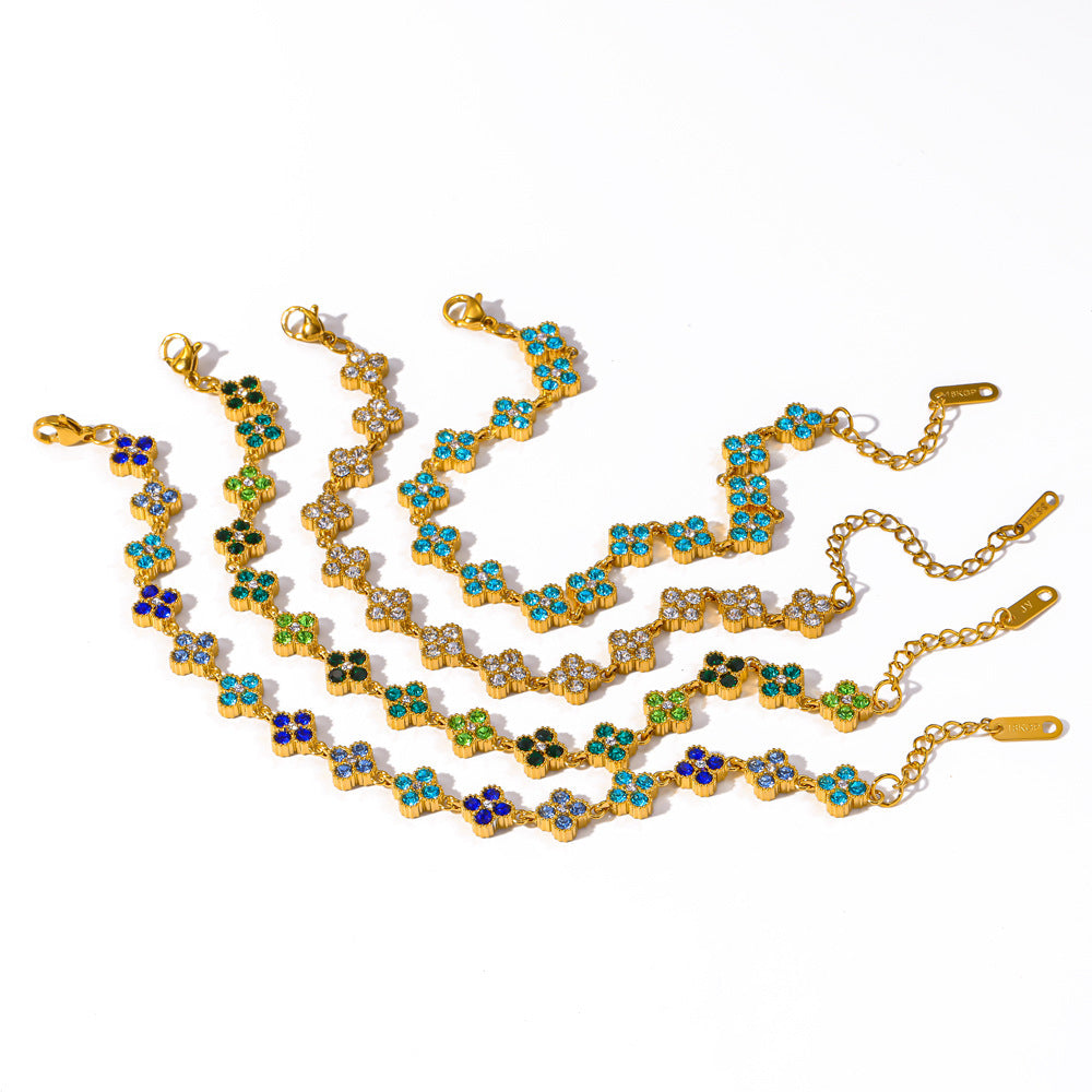 Wholesale Stainless steel bracelet inlaid with colored diamonds light luxury and high-end feel