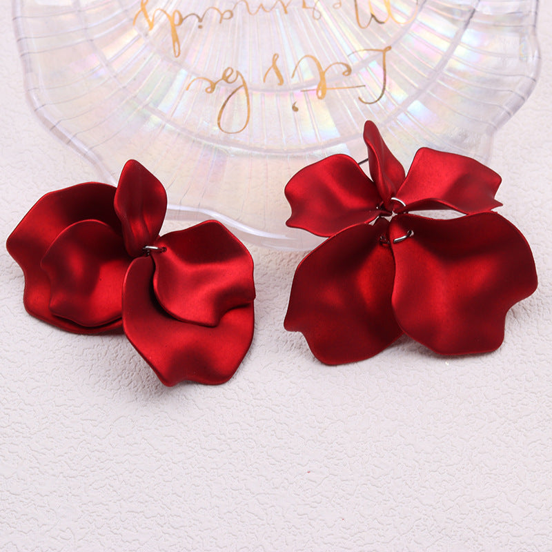 Wholesale Bohemian Style Petal Tassel Acrylic Earrings Pleated Candy Color Earrings