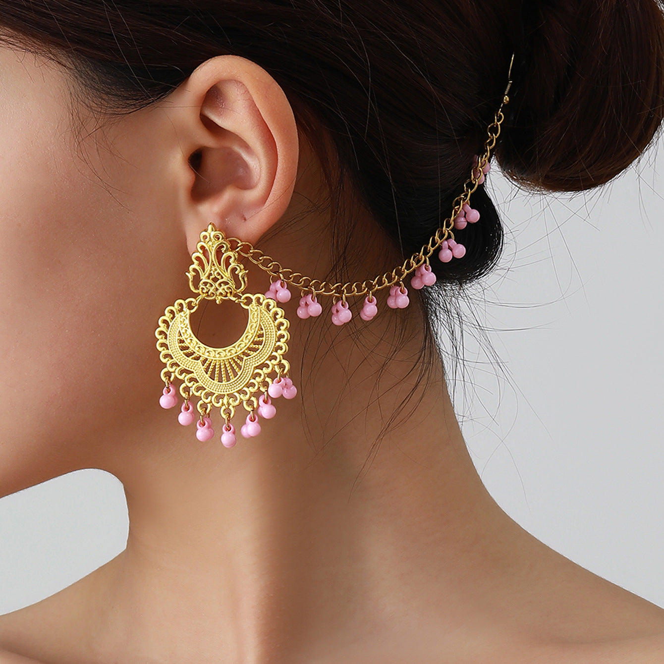 Wholesale Vintage Bohemian Tassel Earrings Gold Alloy Geometric Jewelry Accessory for Party Wear