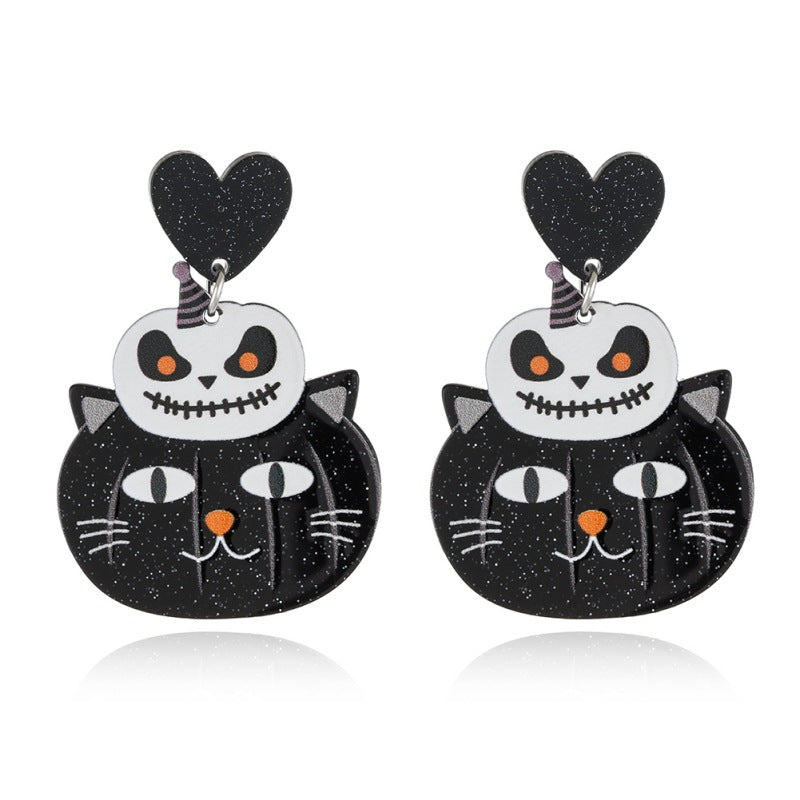 Wholesale Halloween Acrylic Plate Earrings Pumpkin Skull Earrings ACC-ES-YuanQin004