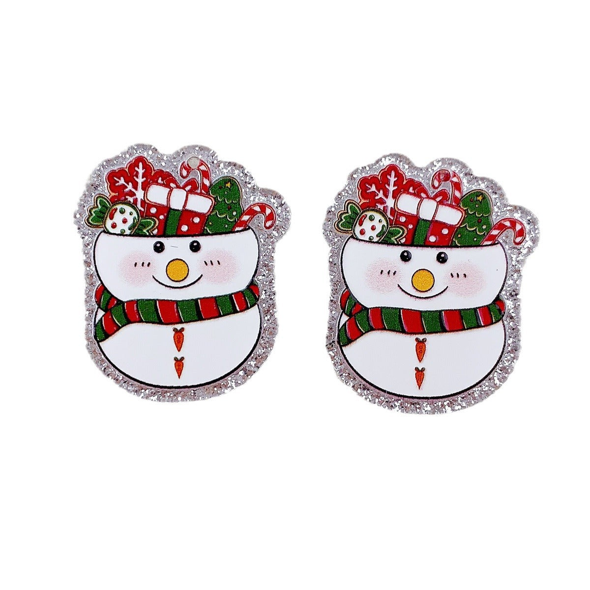 Wholesale 10pcs  Acrylic Print Color Christmas Tree  Snowman  Pendant