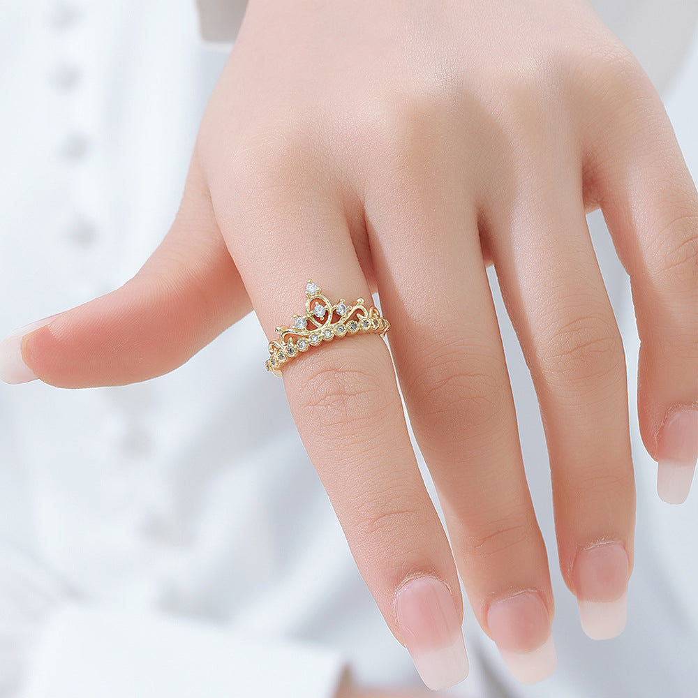 Wholesale Stylish Gold Crown Ring For Women With Zircon Stones Elegant Fashion Jewelry Accessory Boutique Resale Gift
