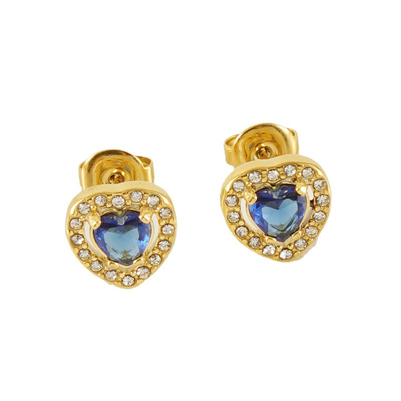 Wholesale Stainless Steel Diamond-encrusted Zircon Love Earrings