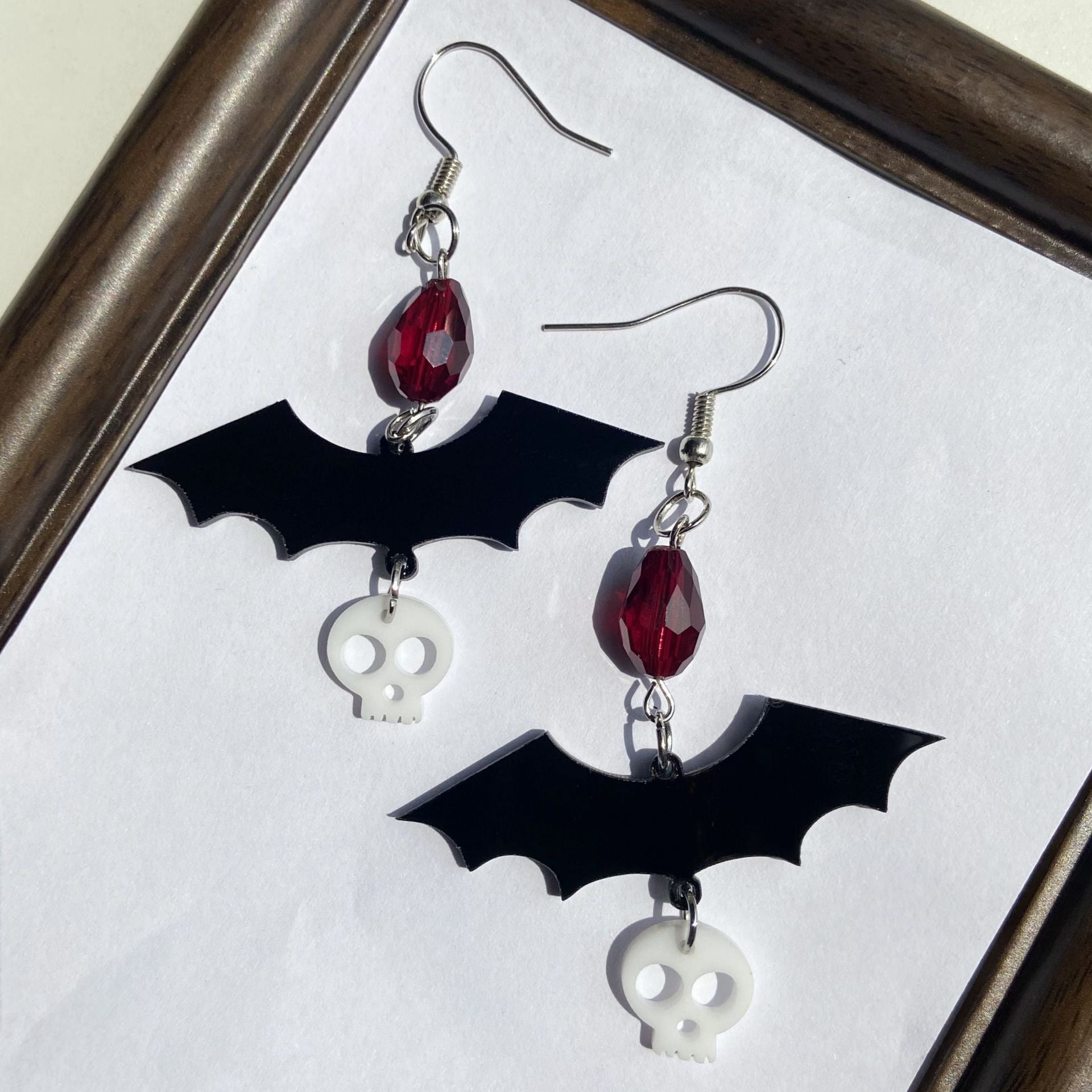 Wholesale Gothic  Acrylic Earrings - Handmade Bat  Pumpkin Skull Design,  Party Wear Fashion Accessory