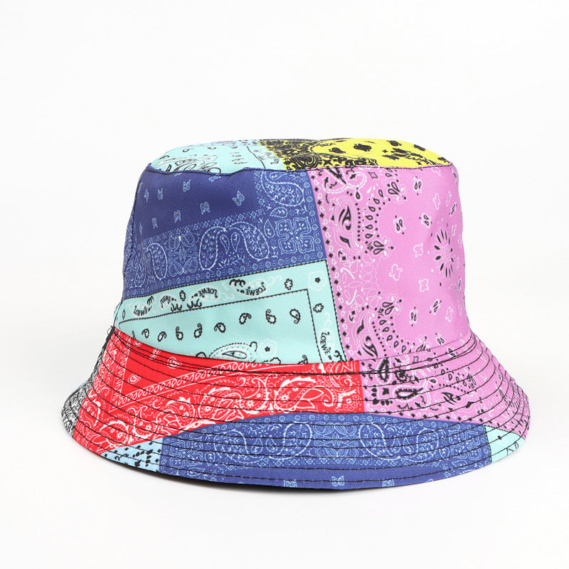 Wholesale  Cashew Flower Fisherman Hat Vintage Printed Pattern Double-sided Sunshade Basin Hat