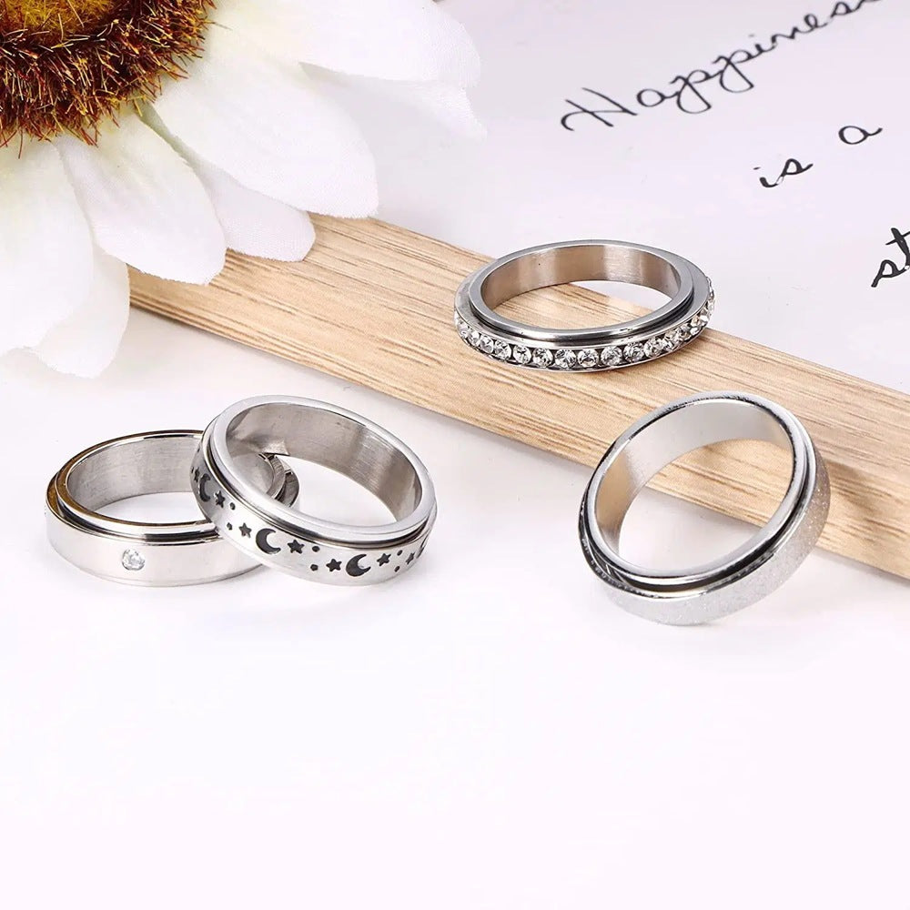 Wholesale star moon titanium steel couple ring