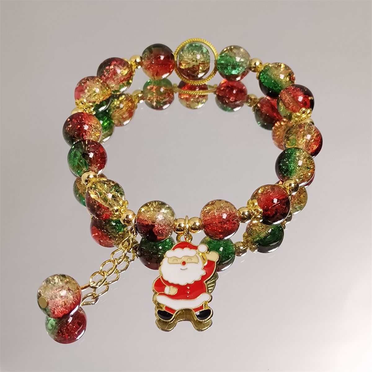 Wholesale Christmas Santa Tree Glass Bead Bracelet Handmade Unisex Jewelry Gift
