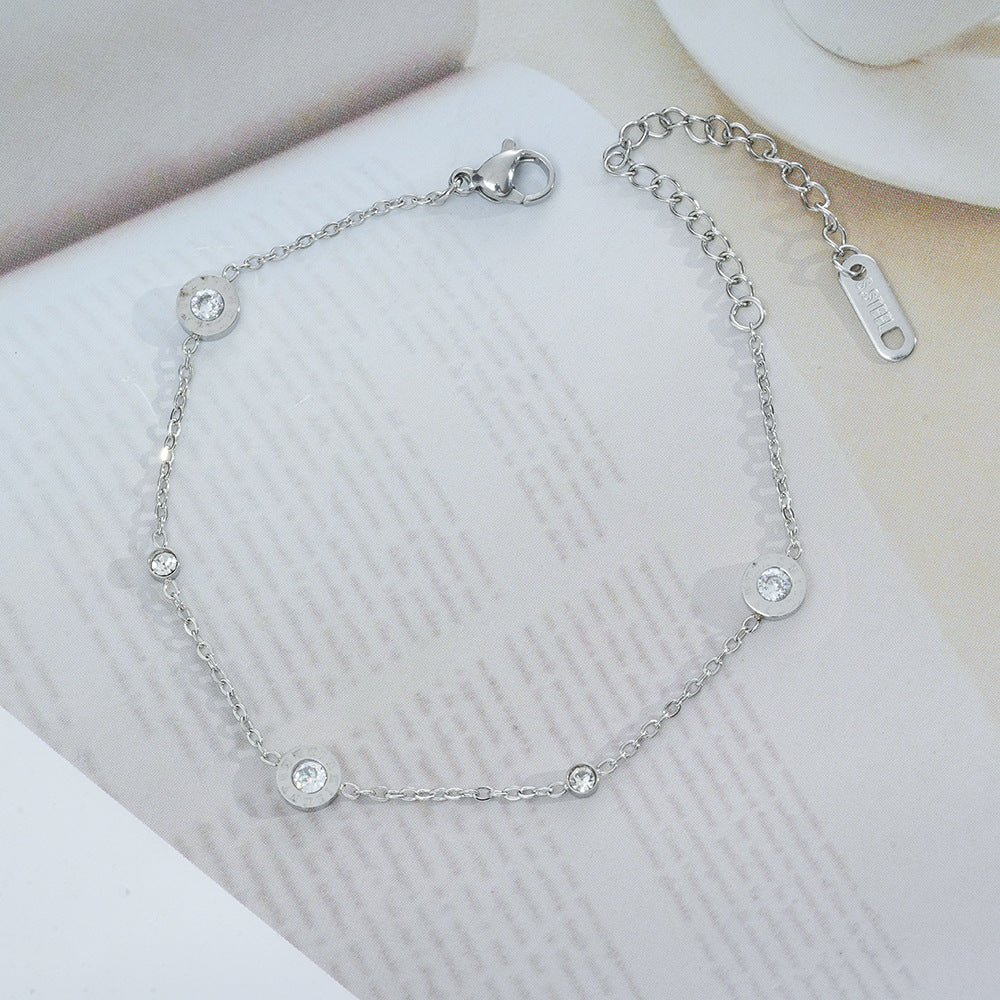 Wholesale Fashion Titanium Steel Roman Letter Bracelet Electroplated Boutique Jewelry