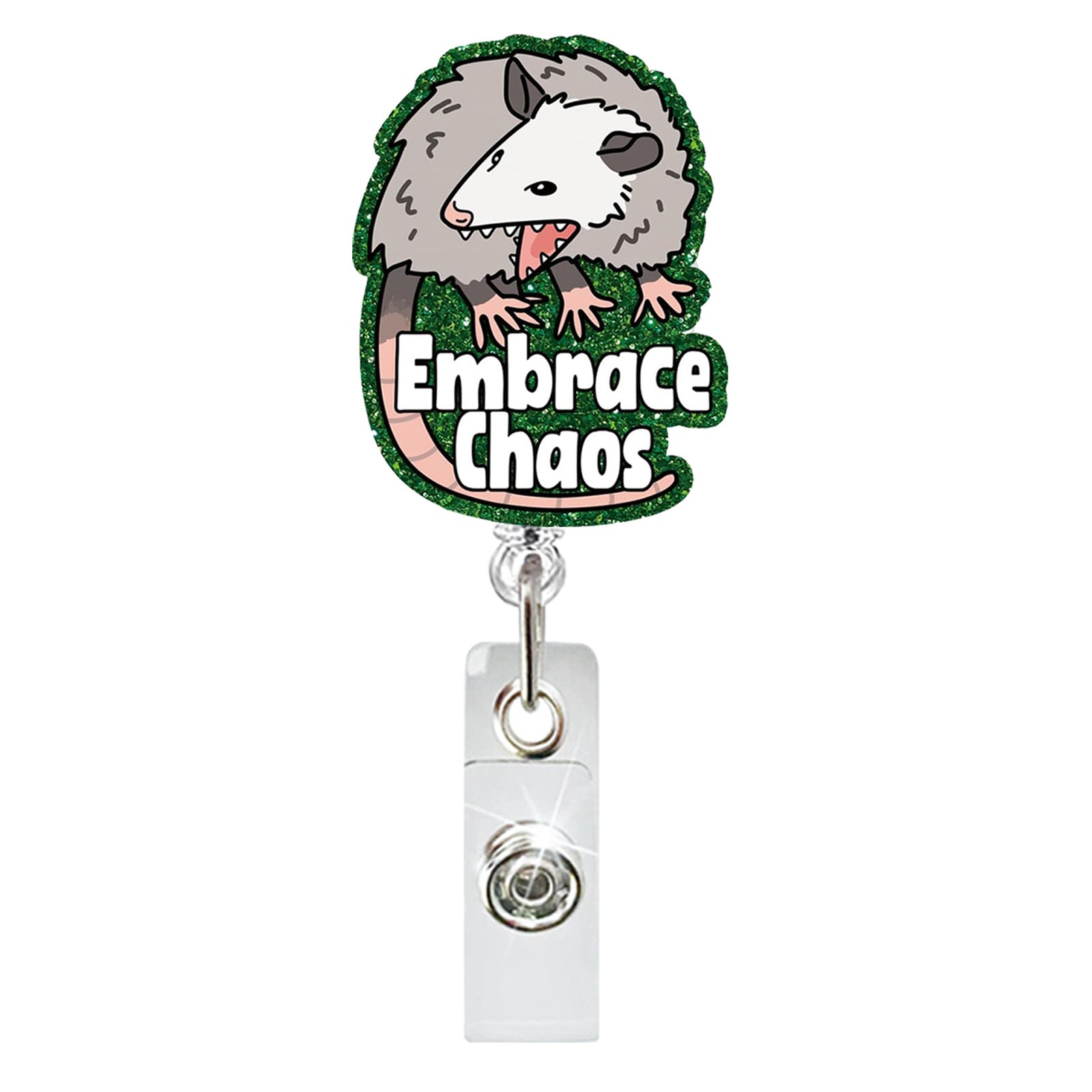 Wholesale Acrylic Glitter Mouse Retractable Easy To Pull Nurse Badge Scroll Keychain ACC-KC-QiDing008