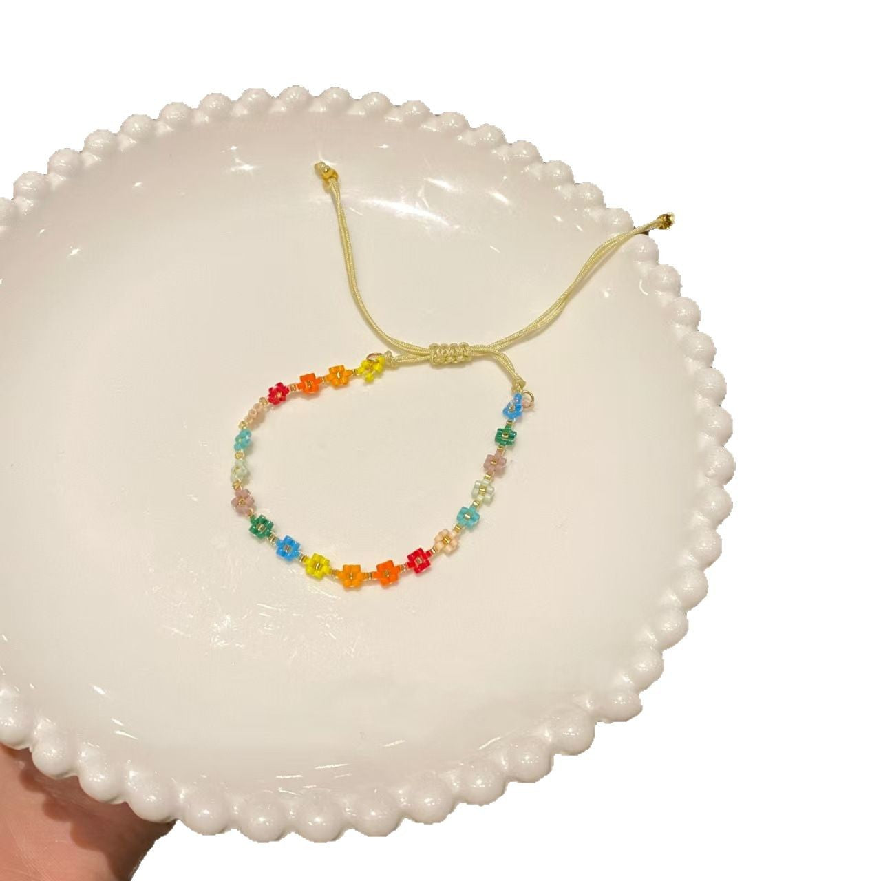 Wholesale Chic Rainbow Color Handmade Glass Beaded Bracelet For Women Fashion Jewelry Accessory Anniversary Gift And Resale
