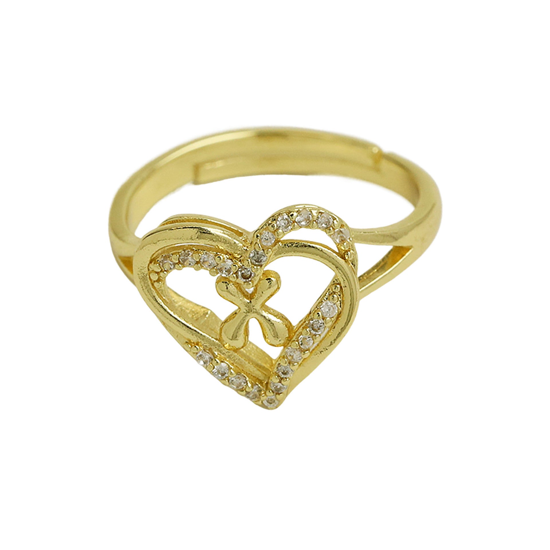 Wholesale  gold love heart-shaped 26 English letters open heart fashion  ring