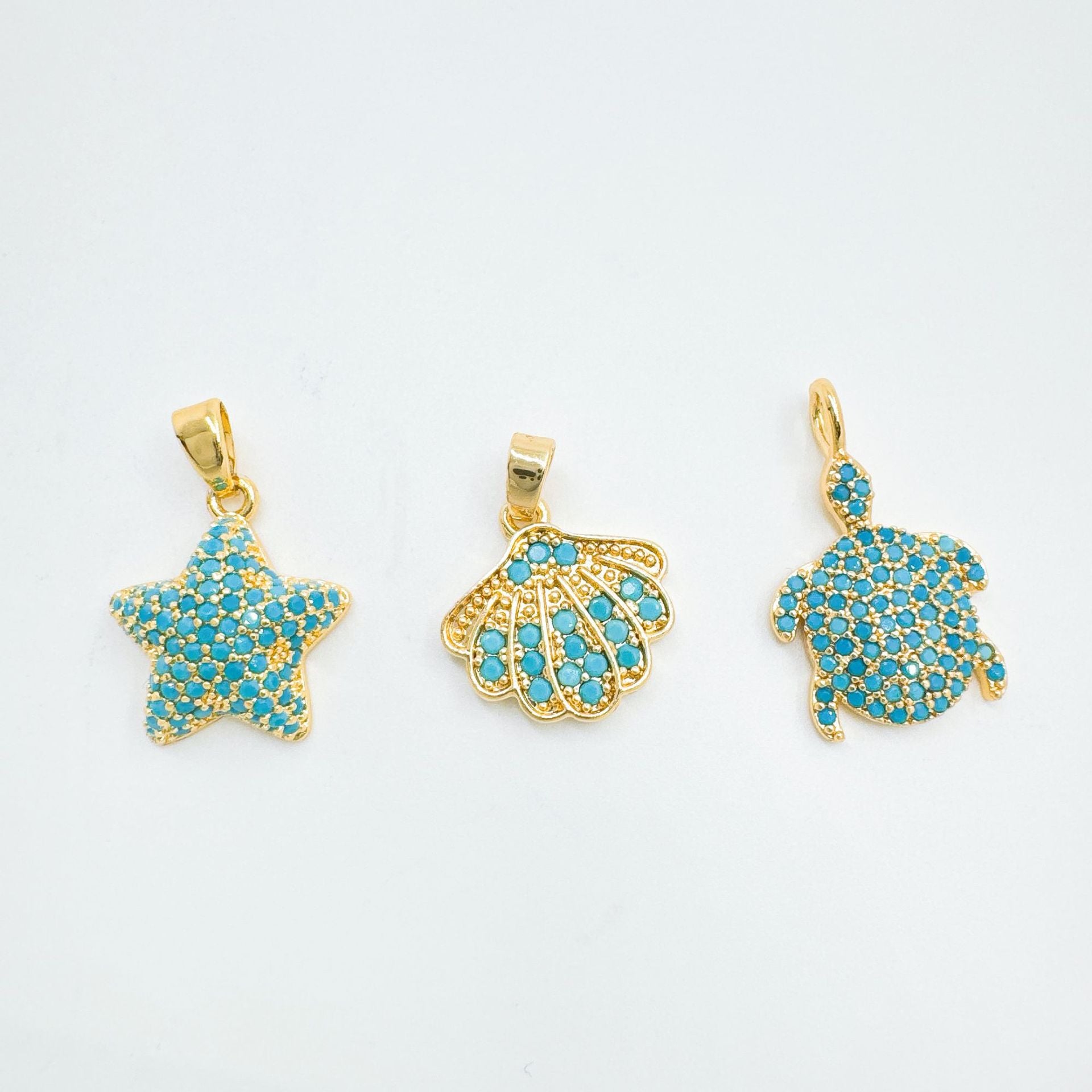 Wholesale Ocean Animal Pendant Necklace Penguin Shell Crab Design Gold Plated Copper Zircon Jewelry Accessory