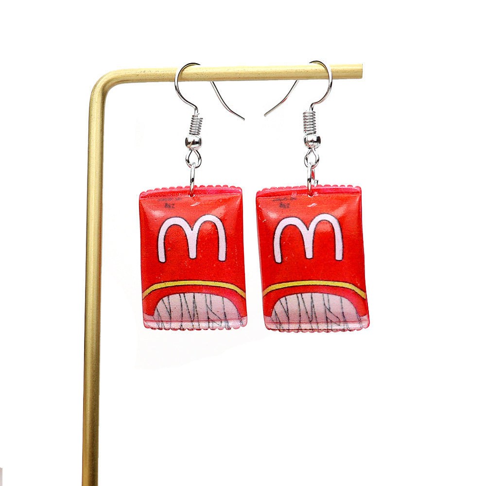 Wholesale  10pcs Creative  Fries Instant Noodles Earrings