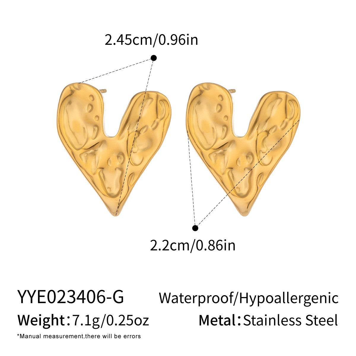 Wholesale Stylish Heart-Shaped Earrings Set PVD Stainless Steel 18K Gold Tone Fashion Accessory for Gift