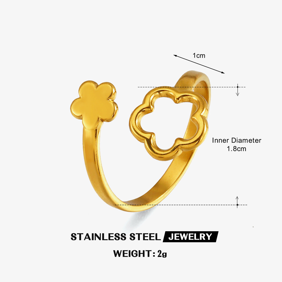 Wholesale Minimalist Hollow Flower Stainless Steel Ring,  Electroplated,  Fashion Accessory