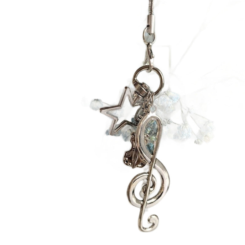 Wholesale Retro Alloy Star Musical Note Keychain,  Silver Oversized Buckle,  Car Key Accessory