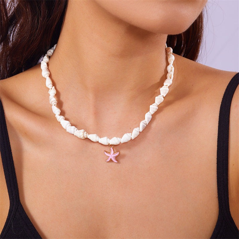 Wholesale  fashion starfish pendant necklace creative  summer conch shell starfish necklace
