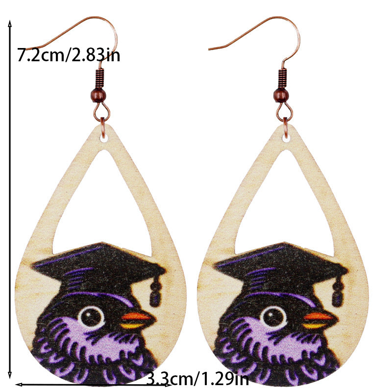 Wholesale Graduation Season Back To School Season Wood Earrings ACC-ES-WeiAn009