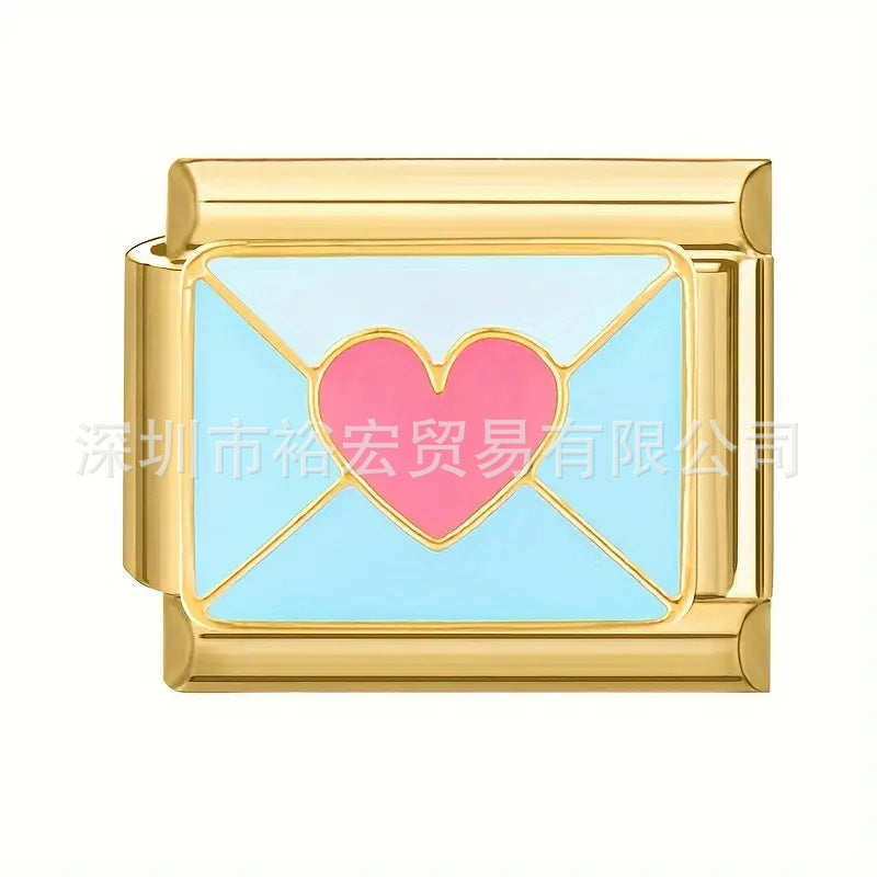 Wholesale Electroplated Stainless Steel Cartoon Food Charms Italian Bracelet DIY Supplies