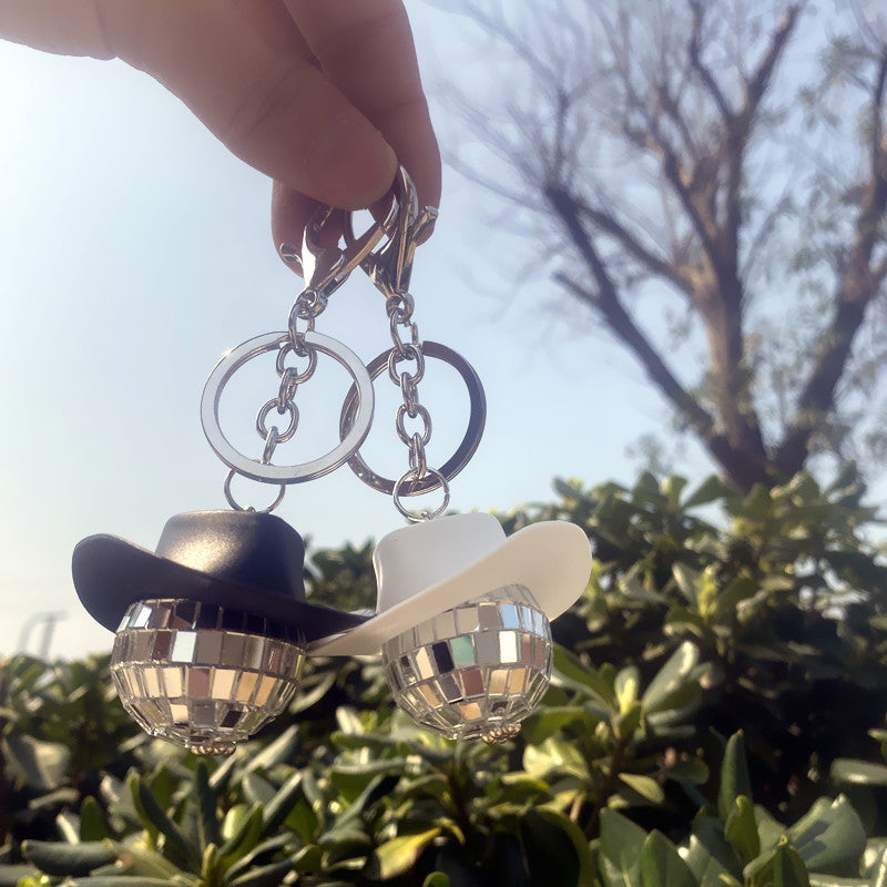 Wholesale Cowboy Hat Disco Mirror Ball Keychain ACC-KC-CT001