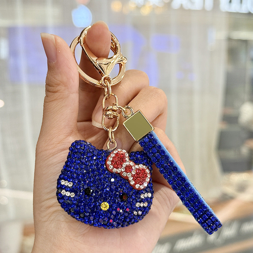 Wholesale Rhinestone Cat Keychain Cute Car Key Accessory Bag Charm For Couples And Lovers